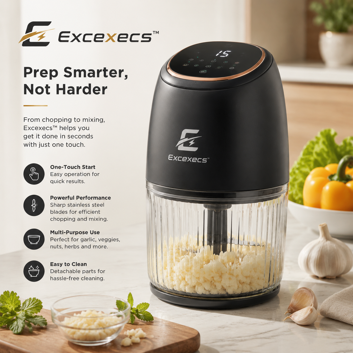 Excexecs™ SmartPulse Mini Chopper Pro